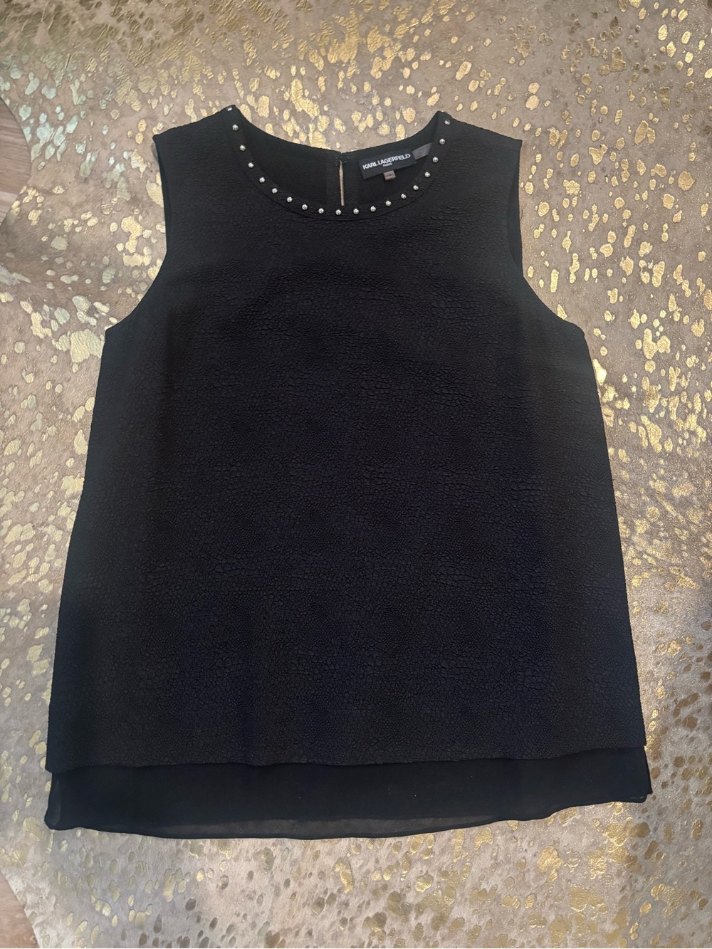 Karl Lagerfeld Black Sleeveless Stud-Trim Camisole